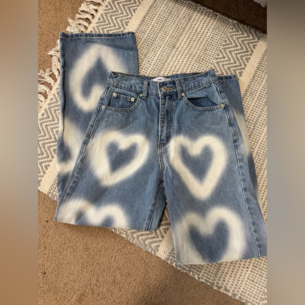 Adika wide leg heart graffiti jeans